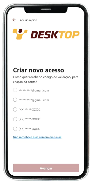 Passo 3 para ativar o app da Desktop pelo celular